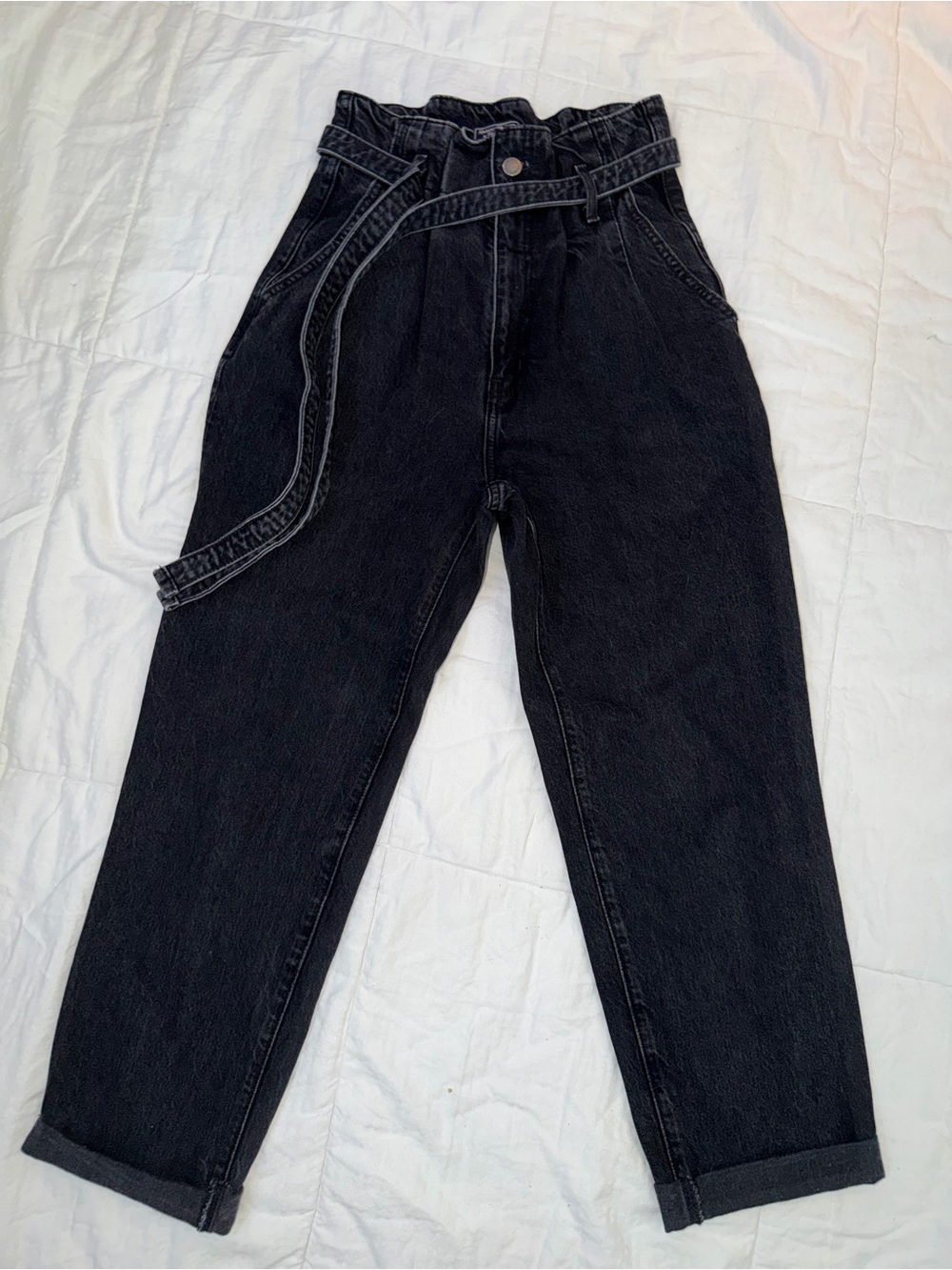 Abercrombie & Fitch Black Boyfriend Paperbag Jeans